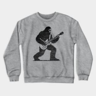 Sasquatch Bigfoot Rock On Guitar Legend Believer Retro Grunge Distress Crewneck Sweatshirt